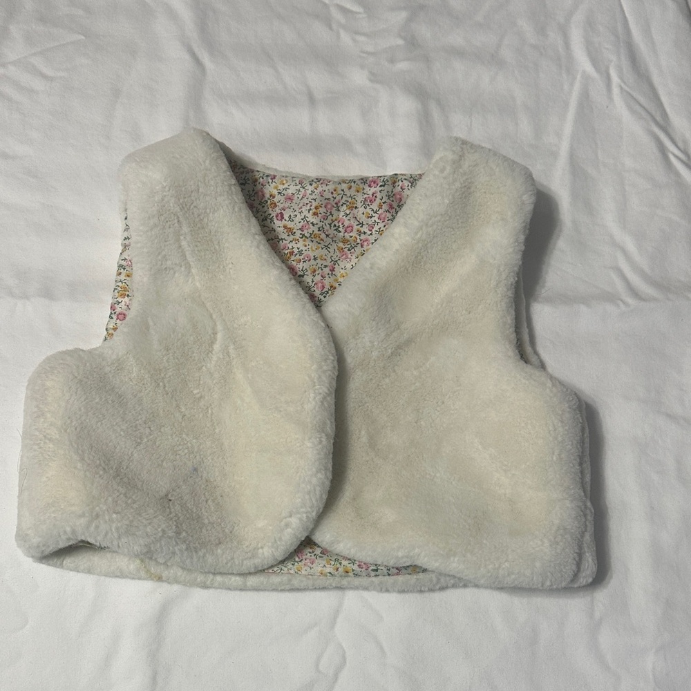 Floral Lined White Kids Vest